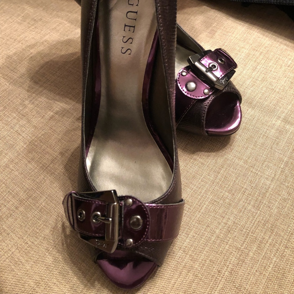 Guess Purple Peep Toe Pumps